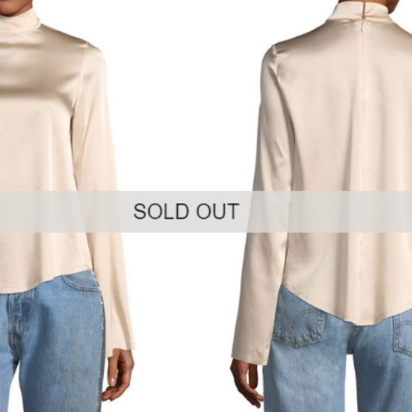 NWT--Nordstrom Rack Kendall & Kylie Stretch  Silk  Mock Neck L/S Blouse - Picture 3 of 12
